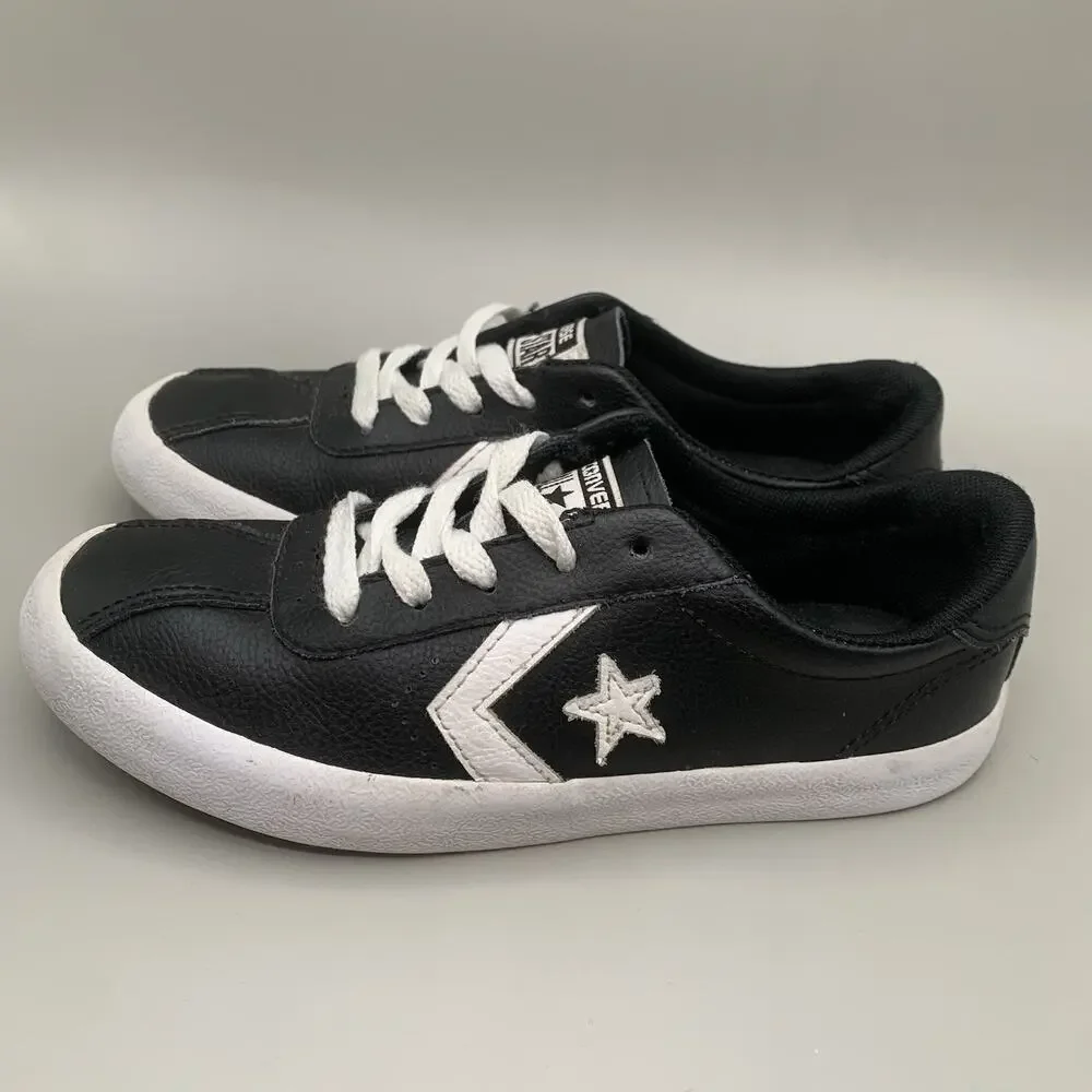 Converse Breakpoint Ox Black Leather Sneakers Kids Size 2 White Star 658206C